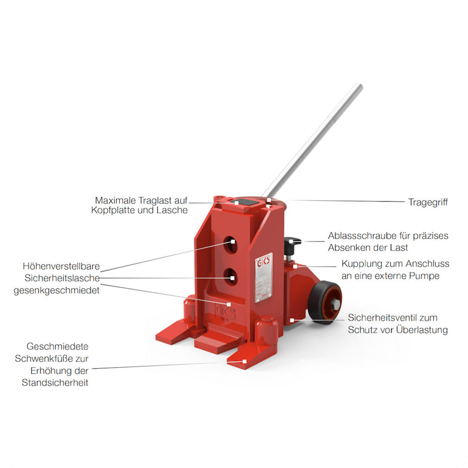 GKS hydraulic lifting devices / machine jacks features